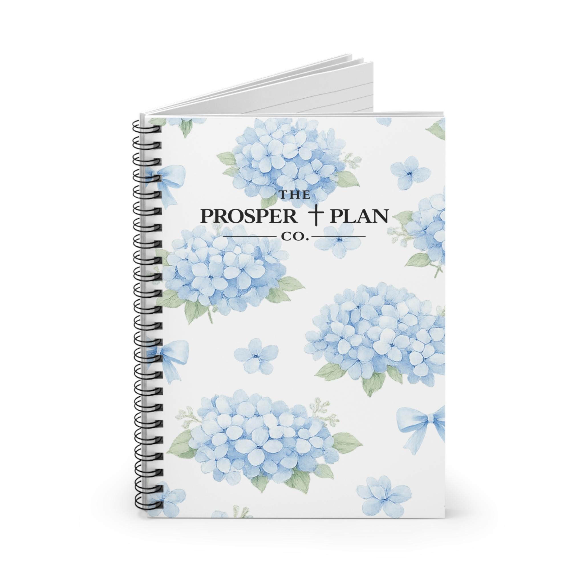 Blue Hydrangea Floral Spiral Notebook | Ruled Journal, Floral ...