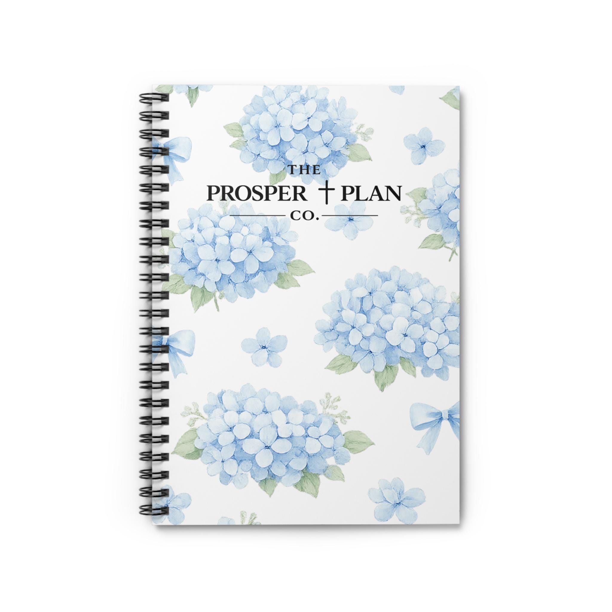 Blue Hydrangea Floral Spiral Notebook | Ruled Journal, Floral ...