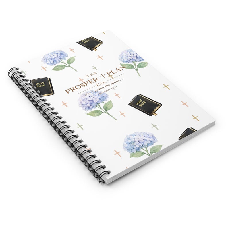 Hydrangea and Bible Pattern Spiral Notebook | Ruled Journal - Etsy
