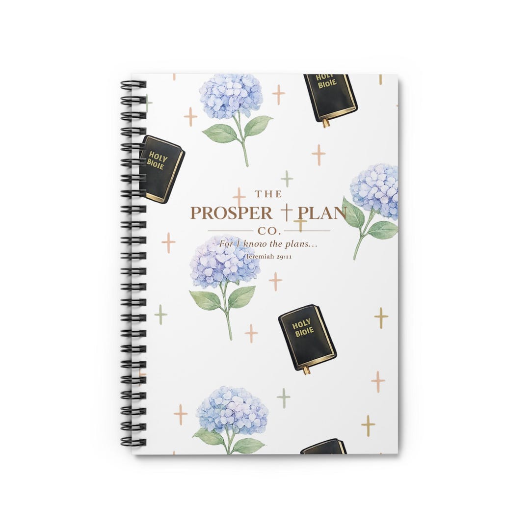 Hydrangea and Bible Pattern Spiral Notebook | Ruled Journal - Etsy
