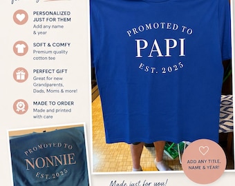 Custom "Promoted To" Shirt – Personalized Name, Est. Year, Iron-On Vinyl