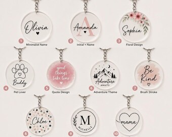 Custom Acrylic Keychain – Personalized Name, Backpack Charm, Custom Design