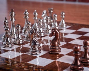 Handmade Chess Set With Solid Wooden Inlay Board Weighted Chess Pieces Classic Game