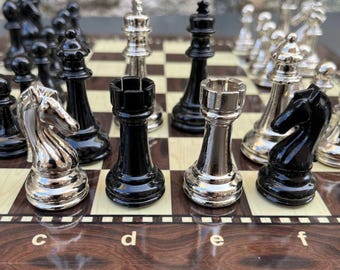 Chess Set Wooden Board Large 100% Handmade with Weighted Pieces - Luxury Gift