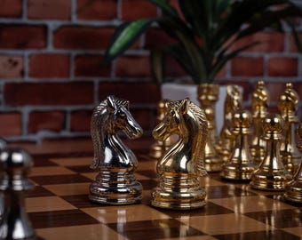 Artisan Handmade Chess Set Wooden Inlay Board Weighted Chess Pieces Timeless Classic Game