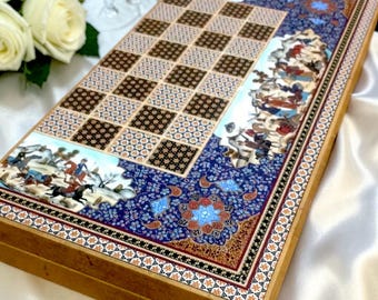 Extra Large Backgammon Set Persian khatam 19.6" Wooden Game Board -  Luxury Gift