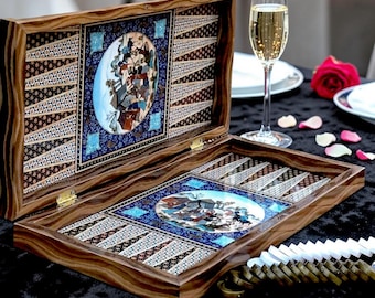 Luxury Persian Khatam Backgammon Set 19.6" Extra Large Handmade Wooden Chess Game Board Gift