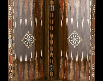 Extra Large Personalized Backgammon Set, 20 Inch Solid Wood Mosaic Board Game
