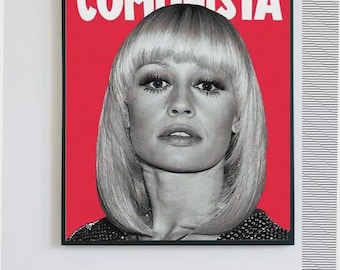 Poster Raffaella Carrà Vota siempre comunitsta A3 29,7x42 cm – Stampa Artistica Omaggio – Decorazione Parete Musica Italiana