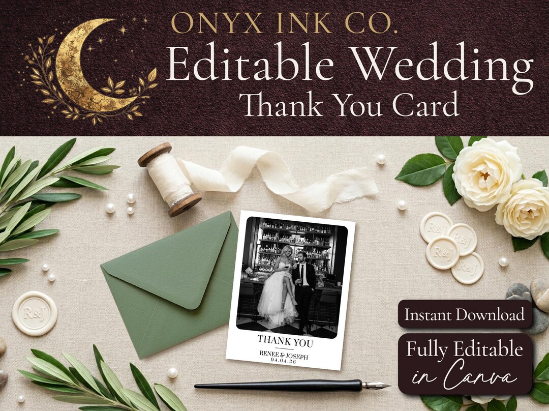 Editable Ivory Edit Thank You Card Template | Canva Minimalist Wedding ...