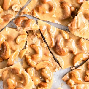 Homemade Cashew Brittle, Roasted in Syrup - made to order - 2 lbs