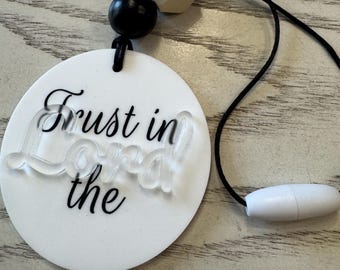 Custom Layered Acrylic Car Charm - Trust in the Lord - 2.5 -Inch Rearview Mirror Hanging