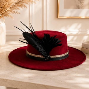 Wide Brim Red Fedora - Etsy