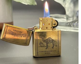 Vintage Gold Lighter, Engraved Metal, Refillable