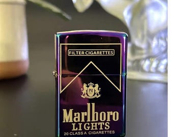 Vintage Iridescent Lighter: Metallic Color-Shift Finish, Refillable