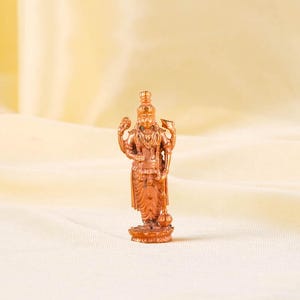 Handgemaakt 1,61" Guruvayurappan Krishna-idool – Panchalogam-brons | Mini-beeldje hindoetempel | Spirituele woondecoratie
