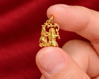 Handmade 1.57” Ekambareswarar Pendant – Panchalogam Bronze | Shiva Lingam with Parvati | Hindu Devotional Jewelry