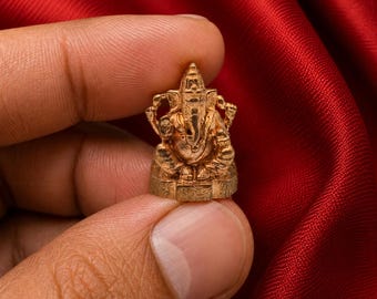 Handcrafted 1" Panchalogam Bronze Miniature Lord Ganesha Idol - Ganpati Murti for Pooja, Travel, Wallet, and Gift