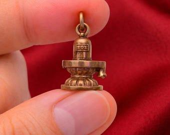 Handmade 1.41” Shiva Lingam Pendant Panchalogam Bronze | Mini Shivling Pendant | Hindu Devotional Jewelry