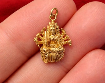 Handmade 1.25” Durga Devi Pendant Panchalogam Bronze | Goddess Durga Amman | Hindu Protection Jewelry