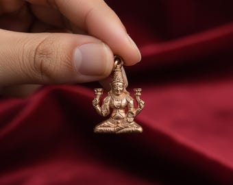 Handcrafted 1.88" Panchaloha Bronze Mahalakshmi Pendant | Goddess Lakshmi Devi Idol for Wealth, Prosperity & Auspicious Blessings