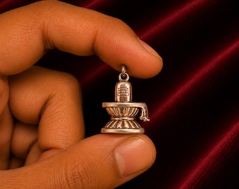 Handmade 1.18” Shiva Lingam Pendant Panchalogam Bronze | Mini Shivling Pendant | Hindu Devotional Jewelry