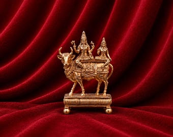 Handcrafted 2" Panchalogam Bronze Pradhosha Nayagar Idol | Shiva Parvati on Nandi | Auspicious Pradosham Statue | Hindu Pooja & Temple Décor