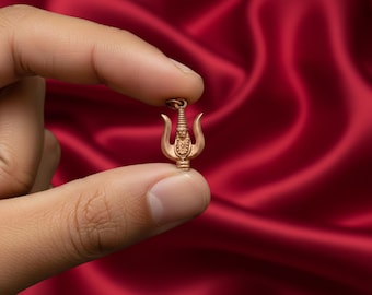 Handcrafted 1.49" Soolam Pendant Panchalogam Bronze | Shiva Trishul Pendant | Hindu Protection Amulet | Shaivism Sacred Symbol Jewelry