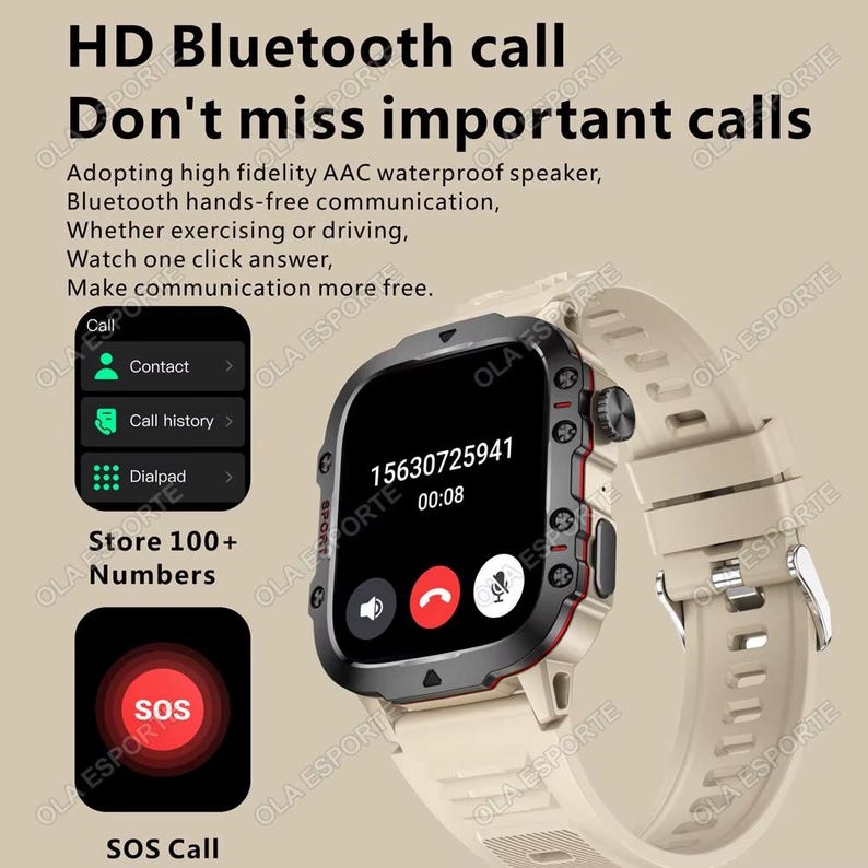 Original Men Smartwatch Flashlight Bluetooth Call Fitness Clock IP68 ...