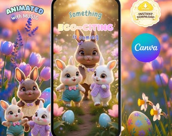 Easter Egg Hunt Video Invitation | Animated Bunnies, Enchanted Garden (Digital Download)