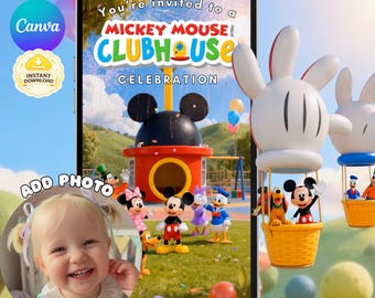 Mickey Mouse Video Invitation | Animated Party Invite | Canva Editable MP4
