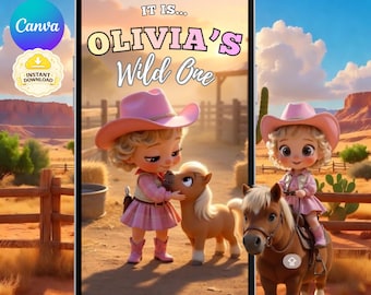Cowgirl Birthday Video Invitation | Wild One Western Theme (Digital Download)
