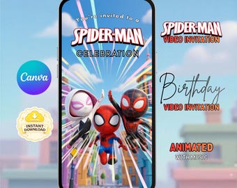 Spiderman Birthday Video Invitation | Animated Superhero Party Invite (Digital Download)