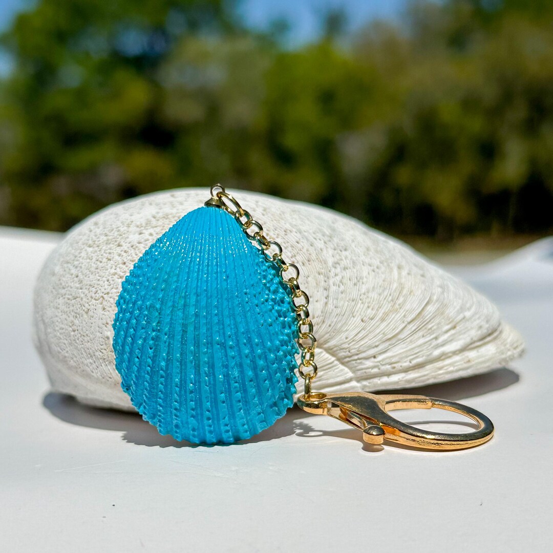 Large Light Blue Shell Keychain – Clean Coastal Style - Etsy