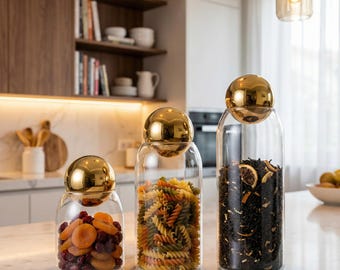 Airtight Glass Storage Jar – Elegant Kitchen Organizer | Pantry, Tea, Coffee Storage | Perfect Gift for Home Decor Lovers