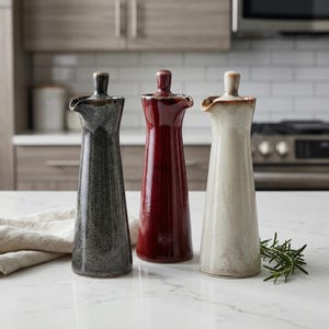 Keramikölflasche - handwerkliches Küchengeschirr, Geschenk für Hauptkoch, Olivenölspender, Essigflasche aus Keramik