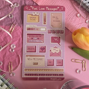 Pixel Love Messages Stickerpack | Pixel Art Y2K Computer UI Aufkleber | Retro Tech Ästhetik