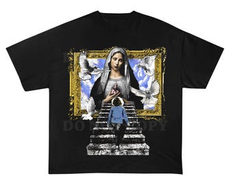 Maglietta della Vergine Maria, maglietta cattolica vintage, maglietta con grafica religiosa