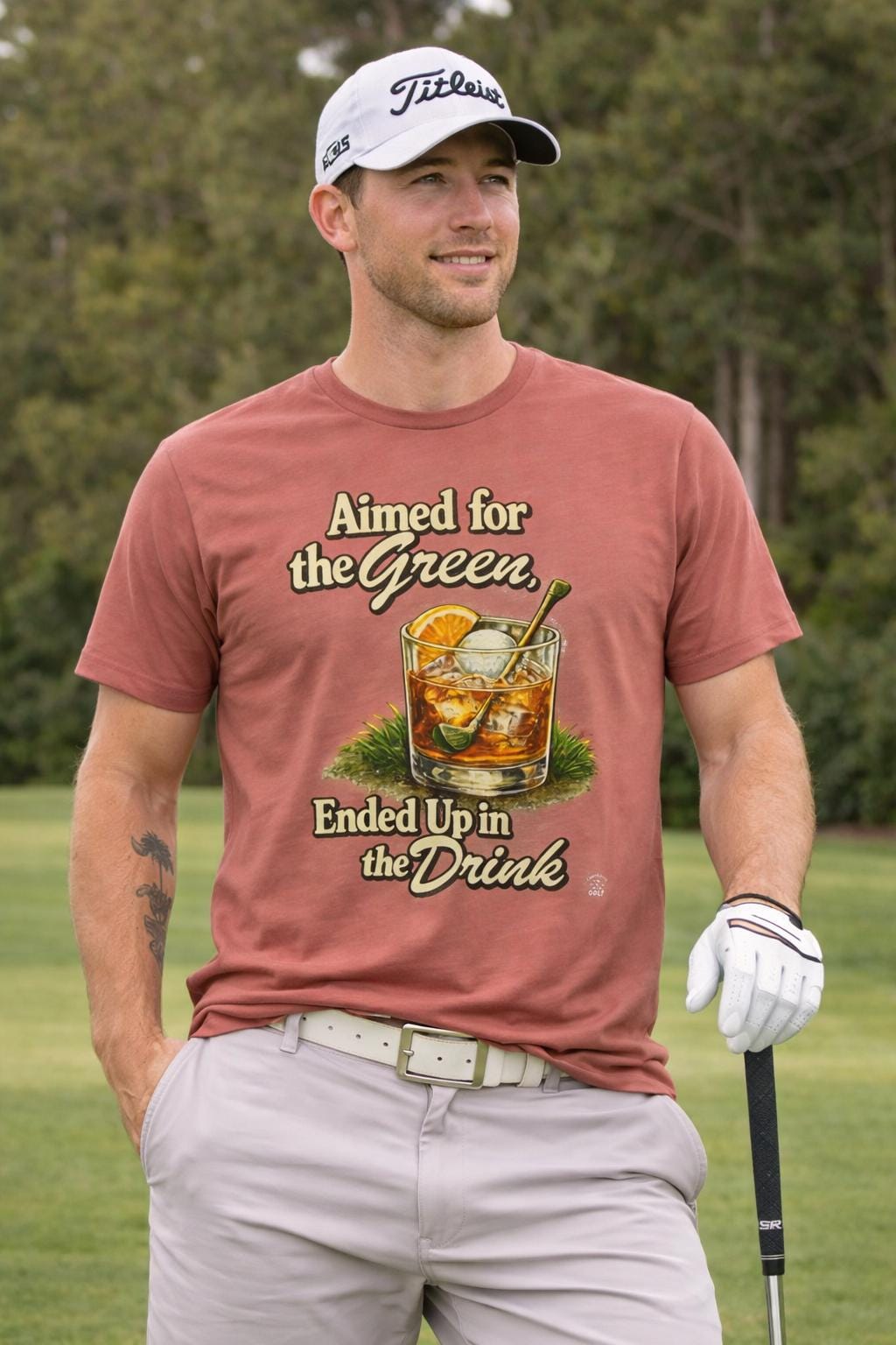 Aimed for the Green Ended Up in the Drink T-Shirt Funny Golf Whiskey Tee Shirt
