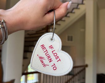 Wenn verloren, kehre zum Gepäckanhänger zurück, personalisierter Herz-Taschenanhänger