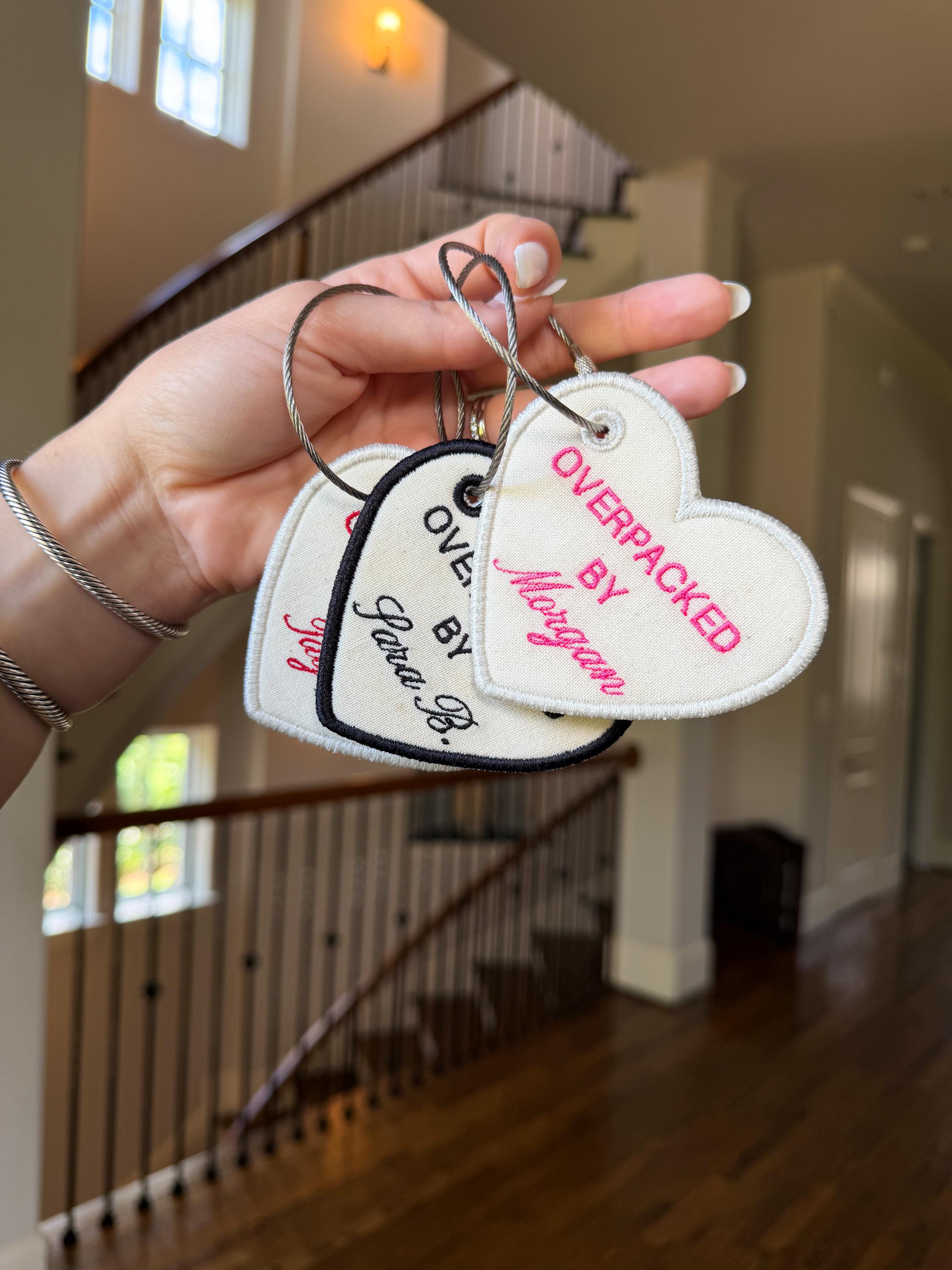 Overpacked by Luggage Tag, Personalized Heart Bag Tag - Etsy