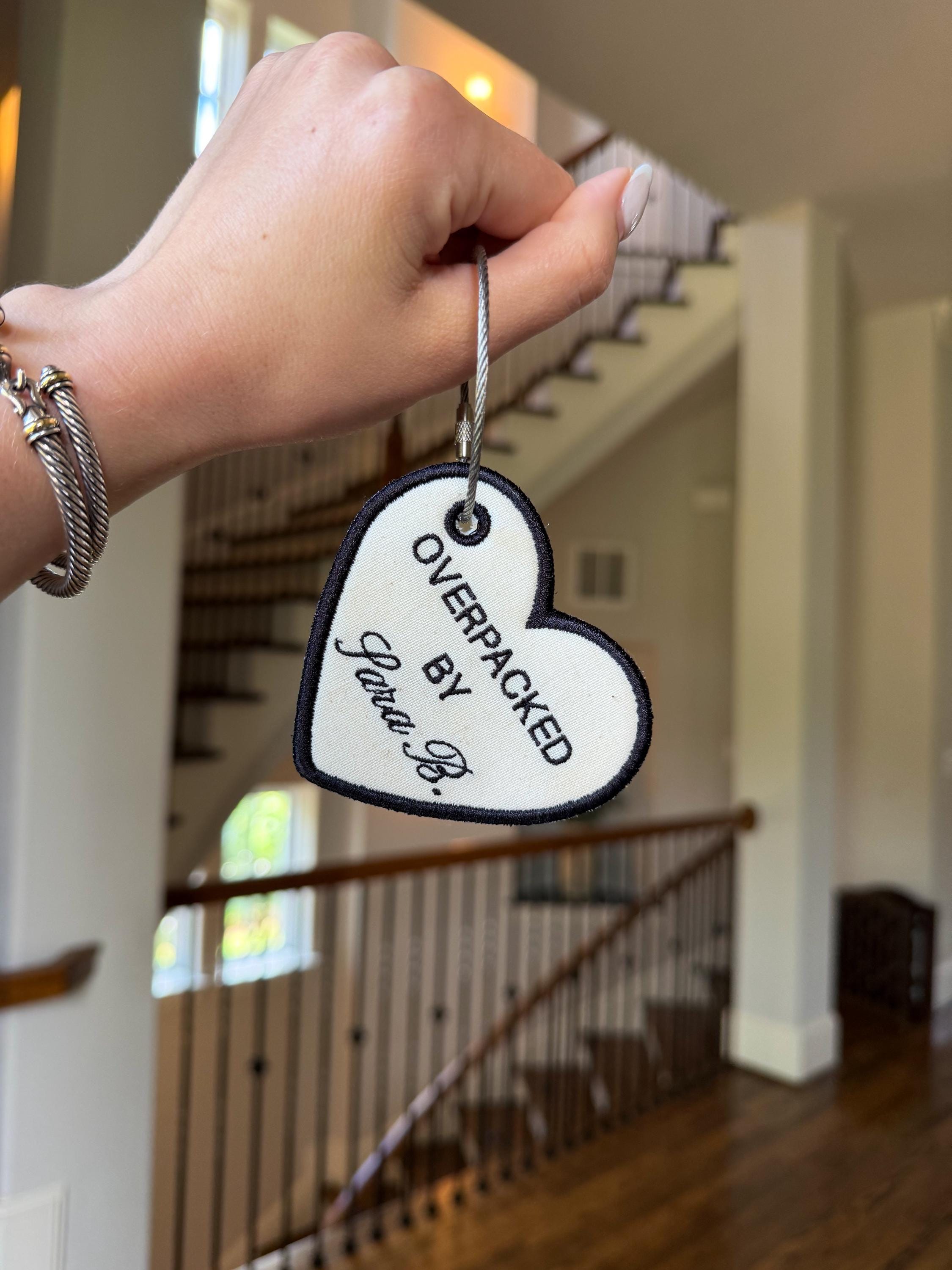 Overpacked by Luggage Tag, Personalized Heart Bag Tag - Etsy