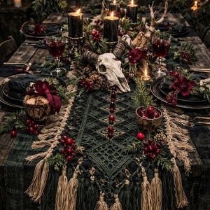 Gothic Macrame Table Runner Pattern | Skull Boho Lace Decor (PDF Pattern)