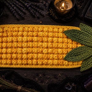 Crochet Corn Hot Pad Pattern, Popcorn Stitch Pot Holder (PDF Pattern)