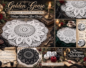 Viktorianisches Spitzendeckchen Häkelmuster | Gothik Floral Tischläufer (PDF)