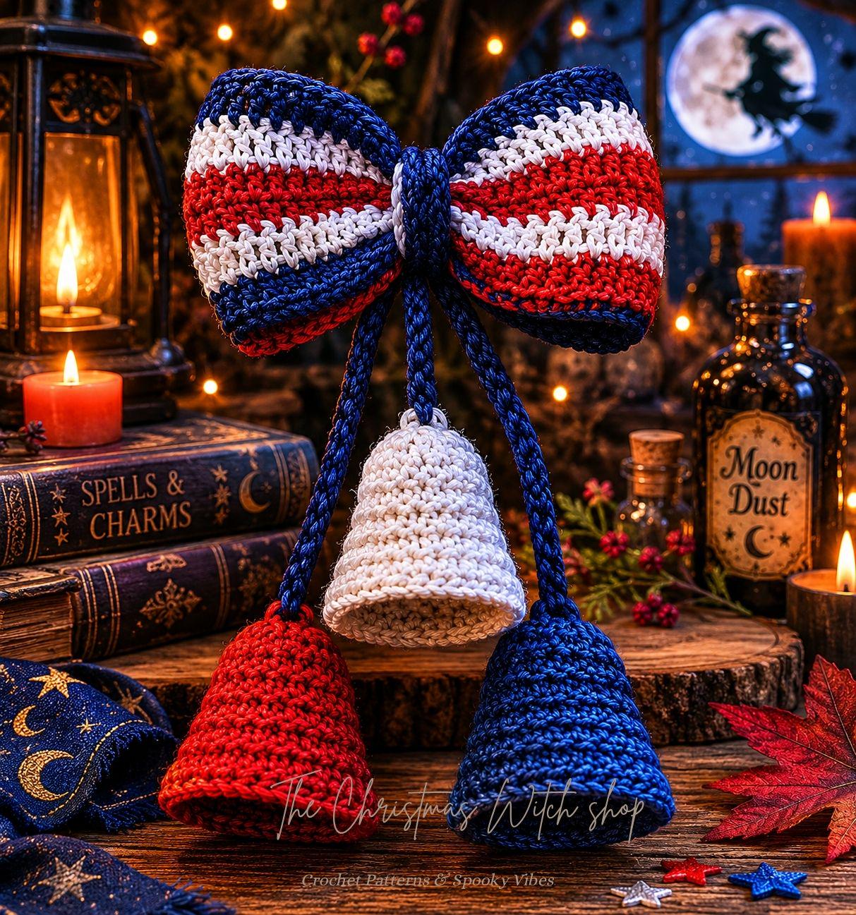 Patriotic Liberty Bell Bow Crochet Pattern