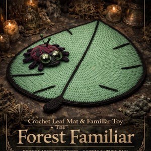 Crochet Leaf Mat Pattern with Bug Familiar – Gothic Nursery Rug (PDF)