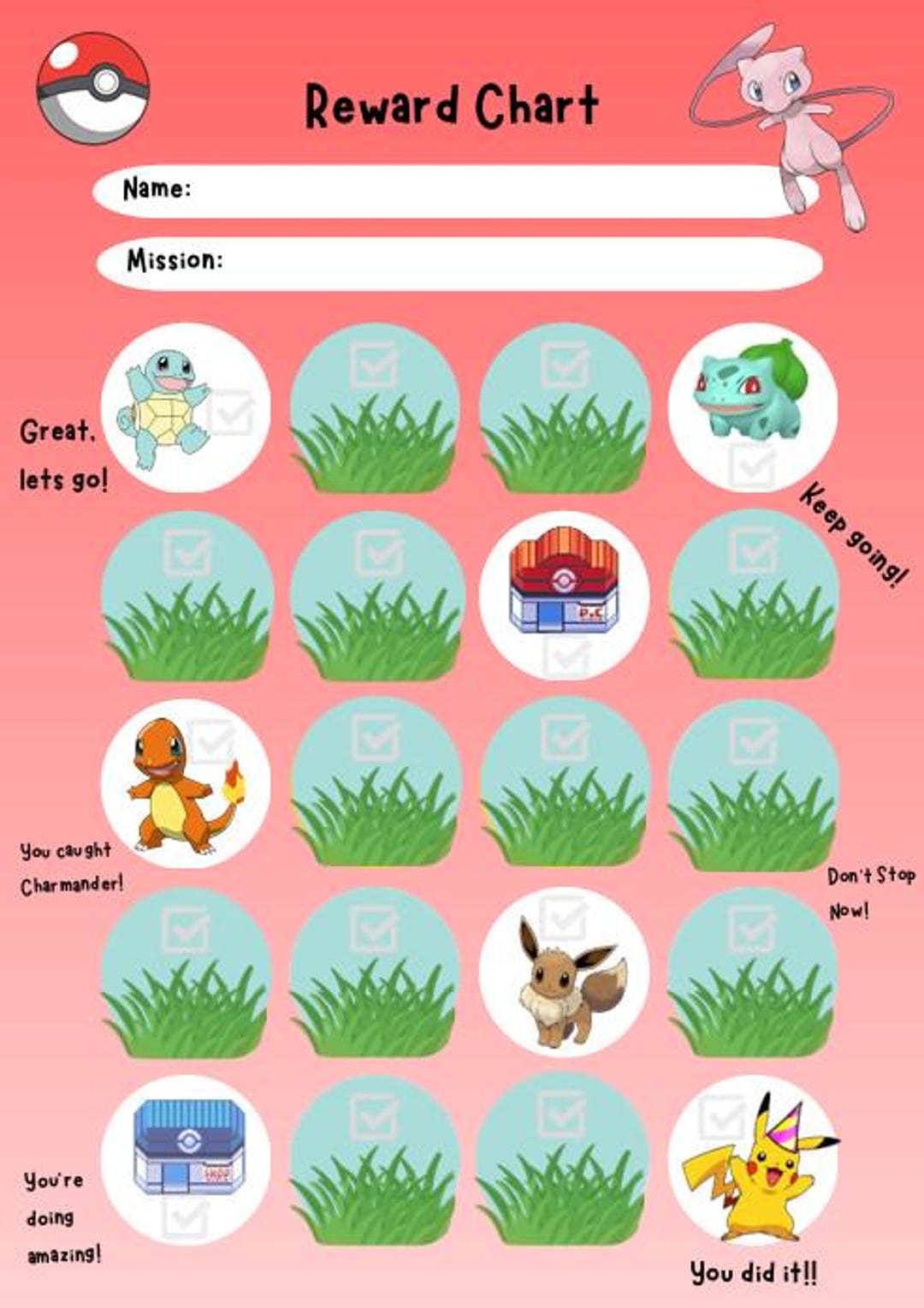 Pokémon Reward Chart for Kids | Pokémon Catching Printable | Behaviour ...