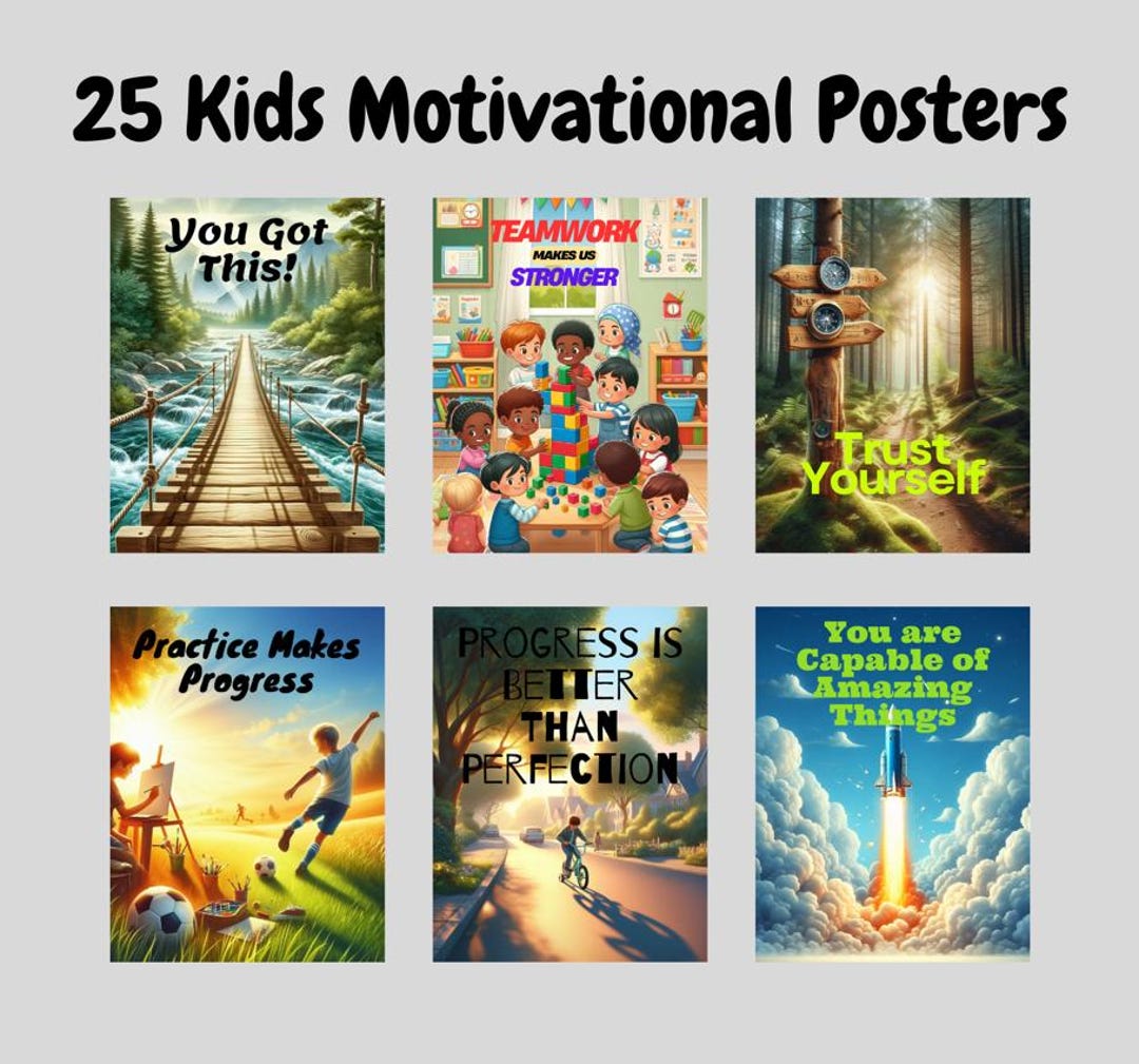 25 Kids Motivational Posters Printable for Home Classroom and Daycare ...