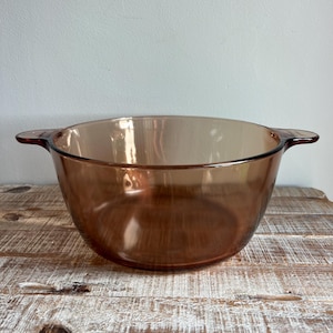 Vintage Corning Visions 4.5L Amber Glass Cookware Base 5 Quart Dutch Oven Casserole Dish Replacement No Lid Amber Pyrex Stockpot Made in USA